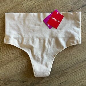 SPANX Cream High-Waisted Thong